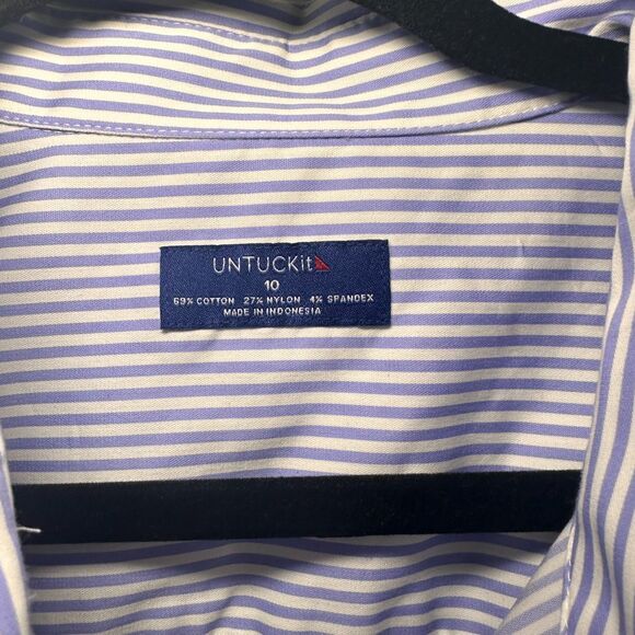 UNTUCKit Shirt Dress Amanda Blue White Striped Size 10 Nautical Preppy - Picture 3 of 8